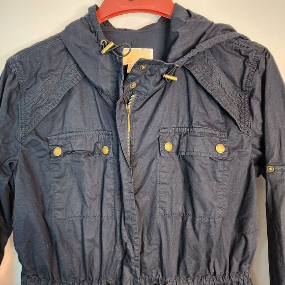 Michael Kors Jacket Womens S Navy Blue Long Sleeve Pockets Anorak Windbreaker - Picture 4 of 6